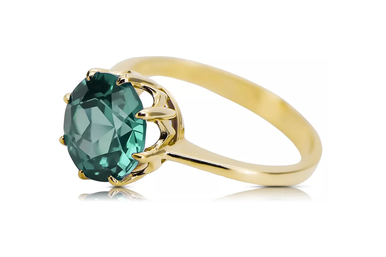 Vintage Stil Ring Smaragd 14 Karat Gelbgold vrc157y